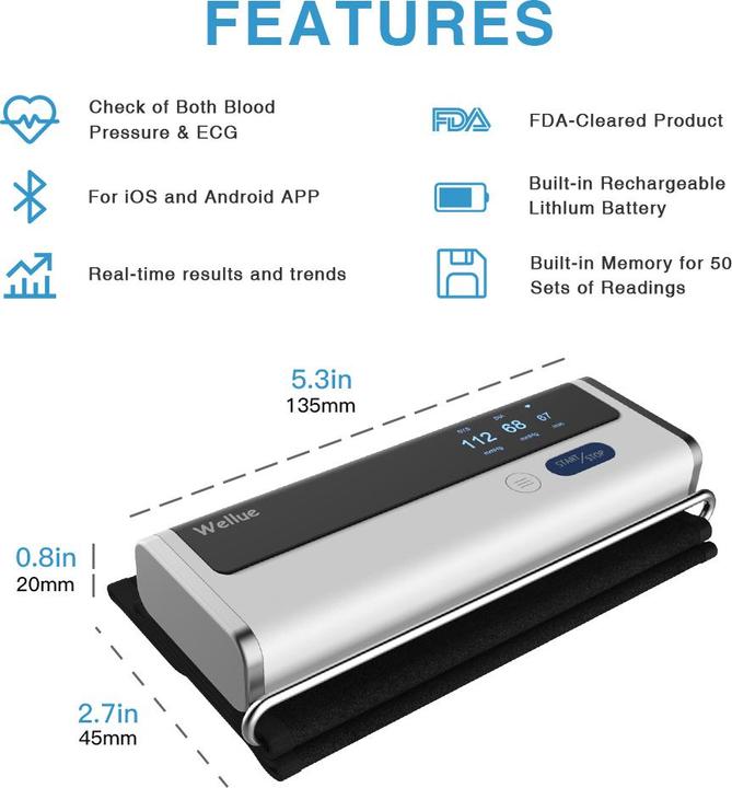 Actual product image ViatomTech BP2A Bluetooth upper arm bp monitor (Blood pressure monitor upper arm)