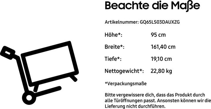 Nährwerte und Zutaten Samsung The Frame Q65LS03DAU (65", LS03D, QLED, 4K, 2024)