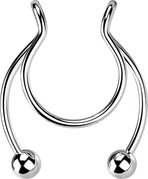 Produktbild Star Piercing Fake Clip silber Circular Barbell mit zwei Kugeln (Chirurgenstahl 316L)