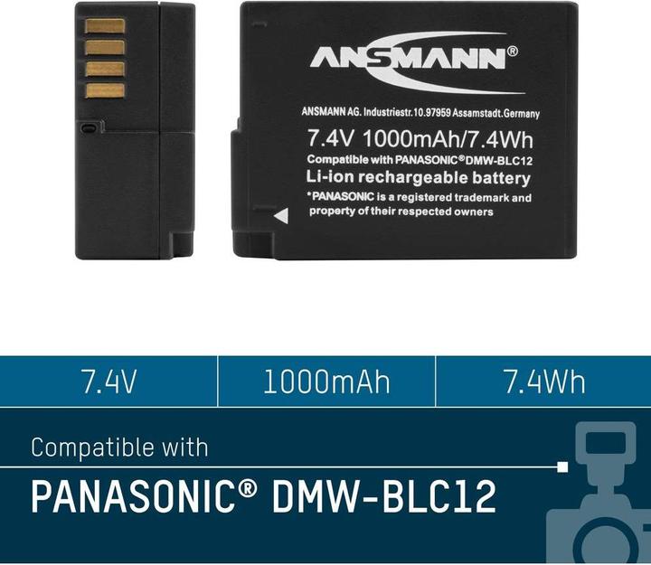 Produktbild Ansmann A-Pan DMW-BLC12 1000mAh 7,4V (Akku)