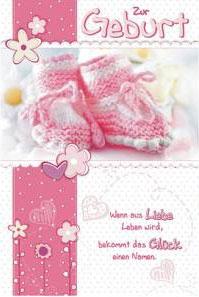 Image du produit Hilpert Cartes de voeux Naissance Chaussons roses (1 pcs)
