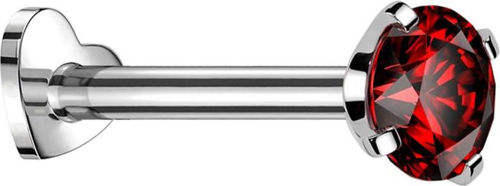Produktbild Star Piercing Micro Labret Herz Innengewinde silber Kristall rot gefasst (ohne Messing, Titan G23)