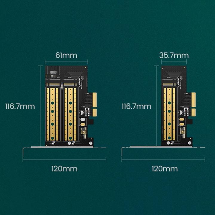Produktbild Ugreen PCIe 3.0 x4 to M.2 M-Key + M.2 B-Key Adapter