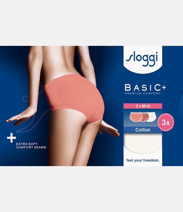 Produktbild Sloggi Unterhose BASIC+ MIDI Damen-Slip 3er Pack (48, 3er Pack)