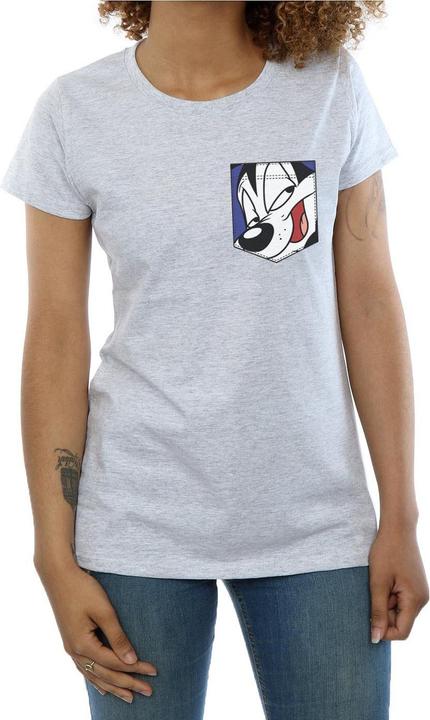 Immagine prodotto Looney Tunes Pepe Le Pew Face Faux Pocket Maglietta Donna (XXL)