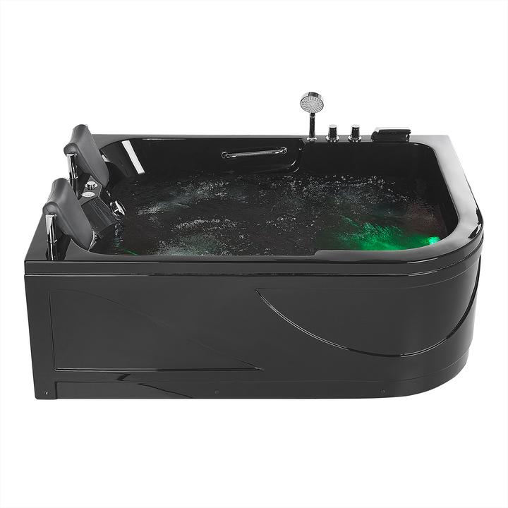 Beliani Whirlpool Badewanne schwarz Eckmodell mit LED 170 x 119 cm rechts BAYAMO (318 l, 112 cm, 81 cm)