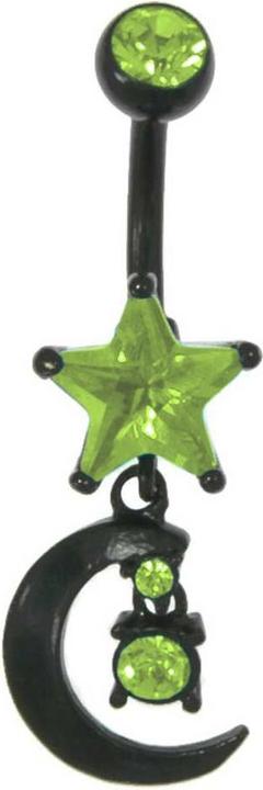 Bijouteria Bauchpiercing (Chirurgenstahl 316L, Kristall, PVD Beschichtung (schwarz))