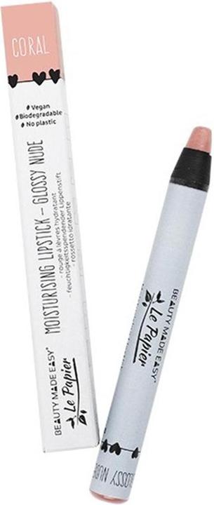 Actual product image Le Papier Nude Moisturising Vegan Glossy Lipstick Coral 6g (Coral)
