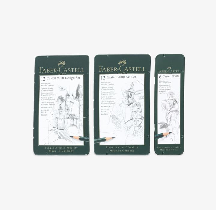 Actual product image Faber-Castell Castell 9000 Design pencil, 12-piece metal set (119064 FC) (0.70 mm, 5B, 5H, 12 x)