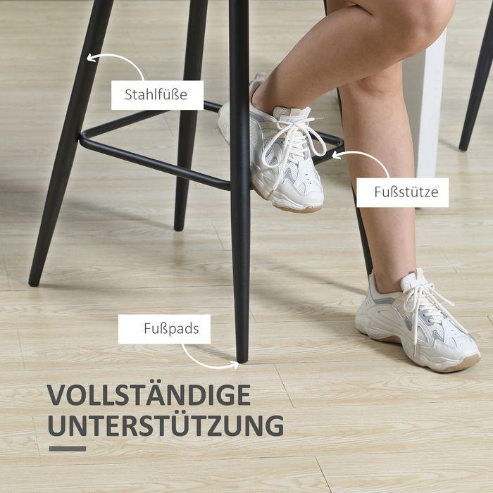 Produktbild Swisshandel24 2er-Set Barhocker mit Lehne Küchenstuhl Barstuhl Tresenhocker-Set mit Stahlbeinen Grau