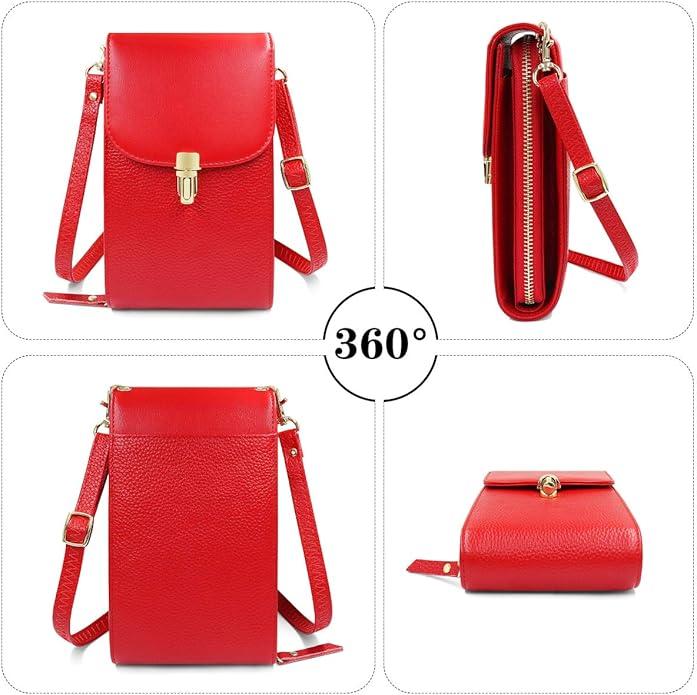 Image du produit Only-Bags.Store Étui pour téléphone portable en cuir véritable, sac à bandoulière, sac à bandoulière, 8 fentes pour