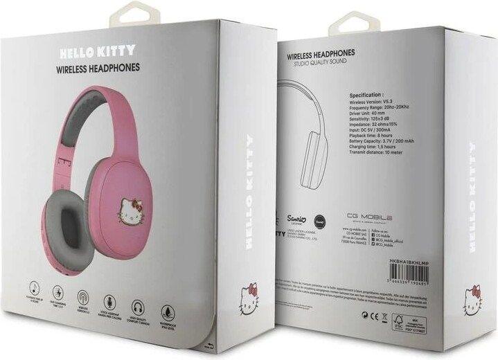 Actual product image Hello Kitty słuchawki nauszne Bluetooth HKBHA1BKHLMP różowe/pink Metal Logo (8 h, Wireless)