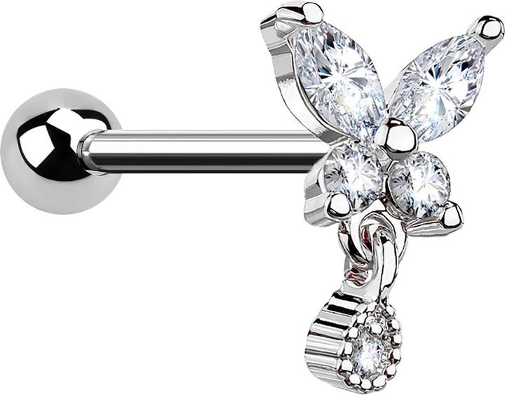 Star Piercing Micro Barbell silber Schmetterling mit Anhänger (Messing, Chirurgenstahl 316L)