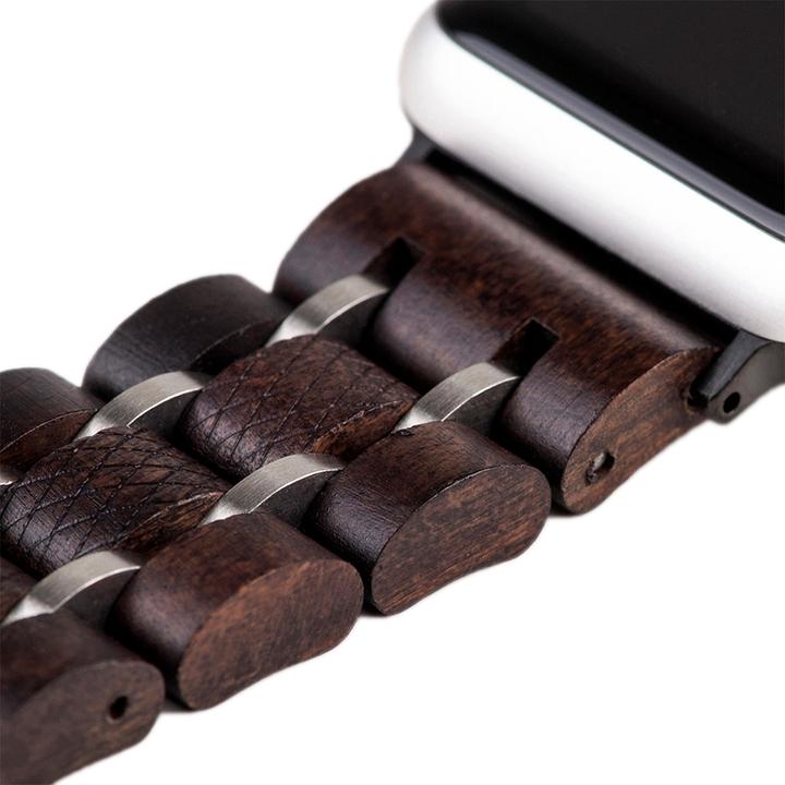 Image du produit Natura Punto Bracelet en bois pour Apple Watch en ébène, marron foncé, avec acier inoxydable (ébène)
