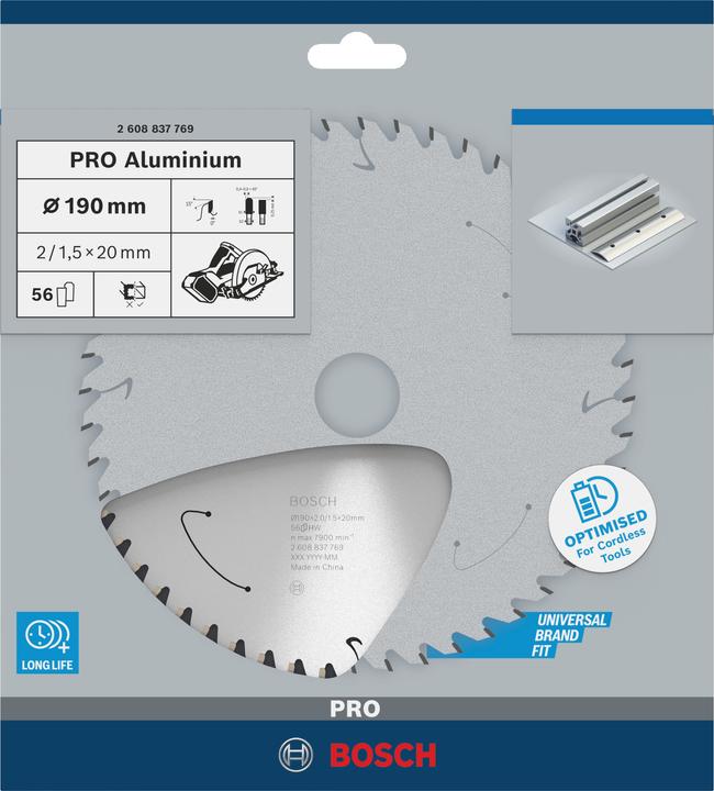 Produktbild Bosch Professional Zubehör PRO Aluminium cordless Kreissägeblatt, 190 x 2 x 20 mm