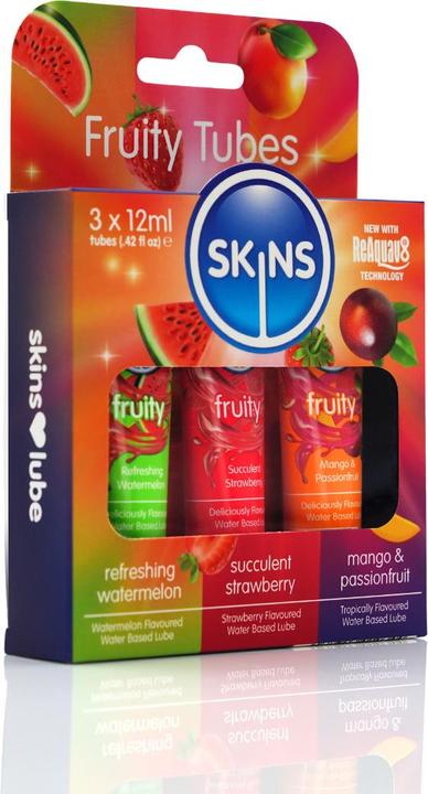 Actual product image Skins Fruity Tubes lubricant range - 3x12ml, vegan (36 ml)