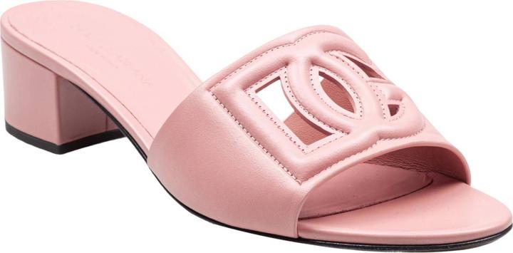 Produktbild Dolce & Gabbana pink leather mule with dg logo (41)