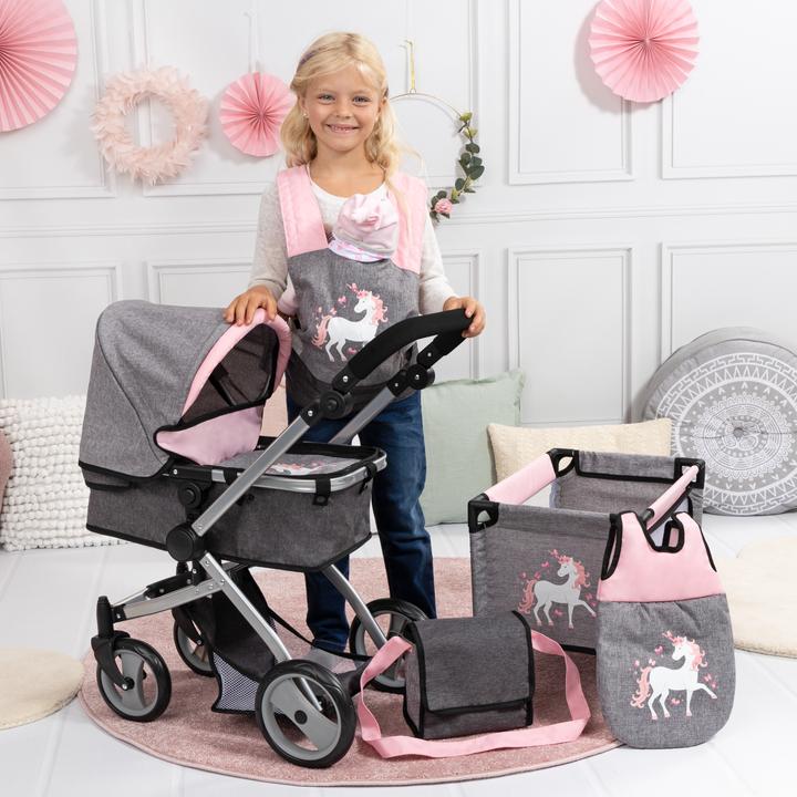 Image du produit Bayer Dolls Pram Playset - Rose / Gris (18333AC)