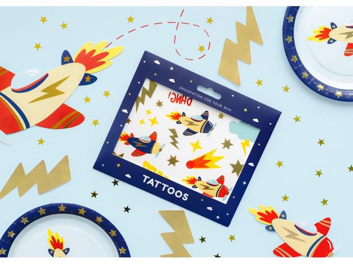 Produktbild Partydeco Tattoo Set Flugzeug