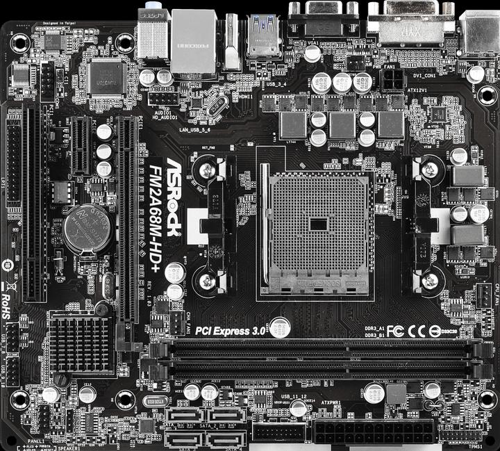 Produktbild AsRock FM2A68M-HD+ (FM2+, FM2, AMD A68, uATX)