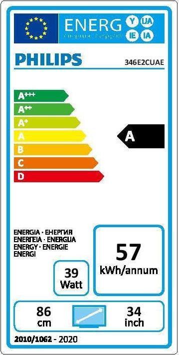 Energy Label Philips 346E2CUAE/00 (3440 x 1440 pixels, 34")