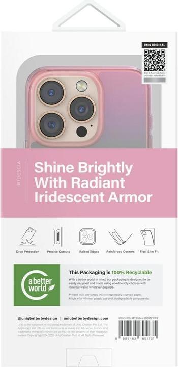 Immagine prodotto Uniq Iridescia Magclick Charging Case for iPhone 16 Pro - Pink (Apple iPhone 16 Pro)