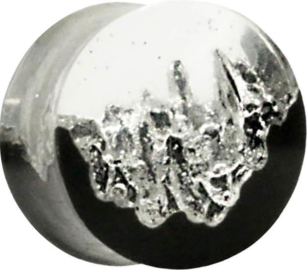 Star Piercing Flared Plug Kristallberg Epoxy transparent aus Arang Holz (Organisch, ohne Messing)