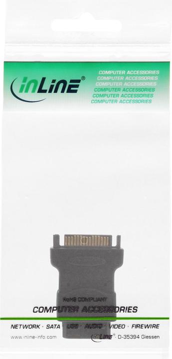 Actual product image InLine 4-pin Molex power adapter to SATA power