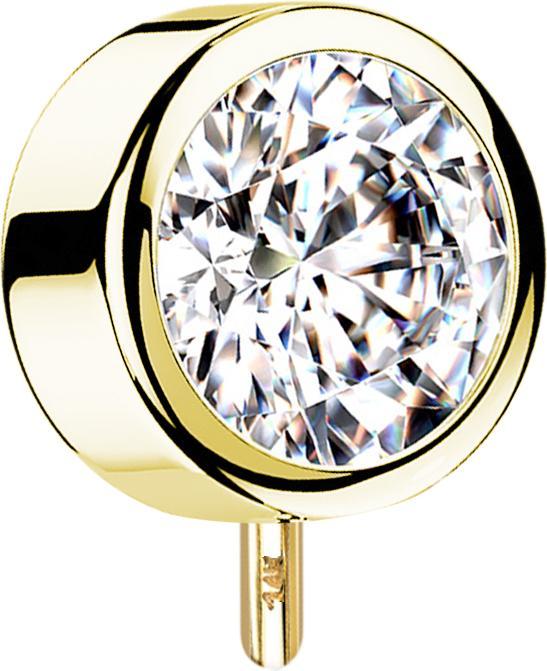 Star Piercing Threadless Scheibe 14k gold front mit Kristall silber (14k Gold, ohne Messing)
