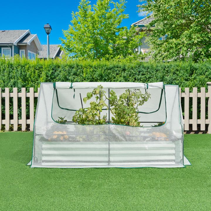 Actual product image En.Casa Hochbeet mit Gewächshaus Balsorano 186x96x98 cm Weiss