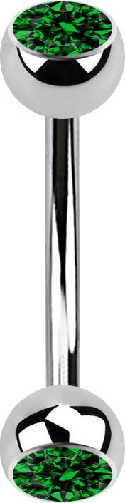 Produktbild Star Piercing Banane silber mit zwei Kugeln Kristall grün (Chirurgenstahl 316L)