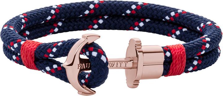 Produktbild Paul Hewitt Anchor Bracelet Phrep Rose Gold Nylon Navy Blue Red White M (18 cm, Nylon)