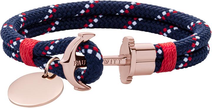 Produktbild Paul Hewitt Anchor Bracelet Phrep Rose Gold Nylon Navy Blue Red White M (18 cm, Nylon)