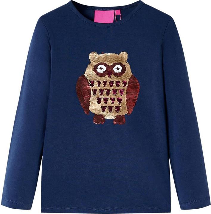 VidaXL Kinder-Langarmshirt Marineblau 104,Material: 95 % Baumwolle (104)