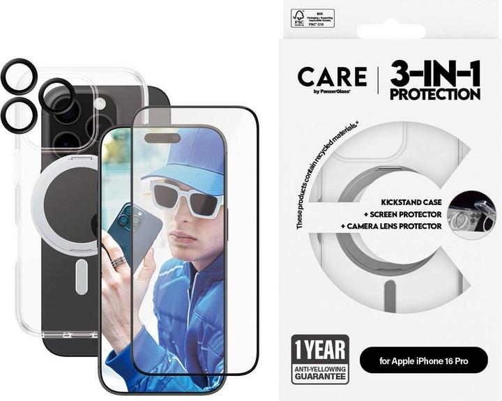 Produktbild PanzerGlass CARE Feature 3-in-1 Ceramic Bundle iPhone '24 6.3" Pro (1 Stück, Apple iPhone 16 Pro)