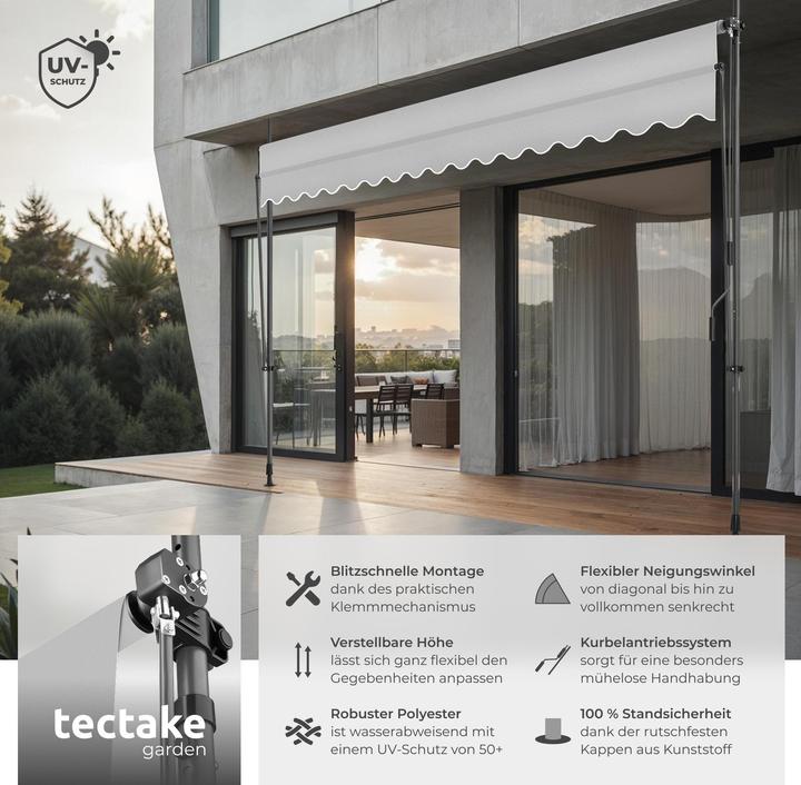 Actual product image tectake Tenda a morsetto con manovella, altezza regolabile (4 m)