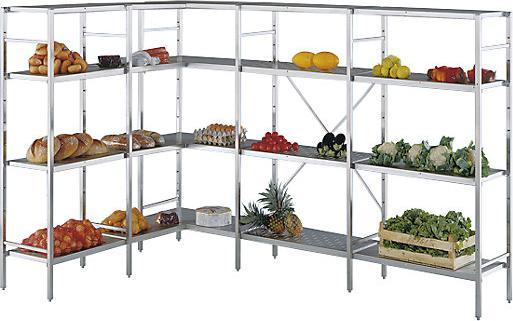 Actual product image kaiserkraft Stainless steel boltless shelving, 4 smooth shelves
