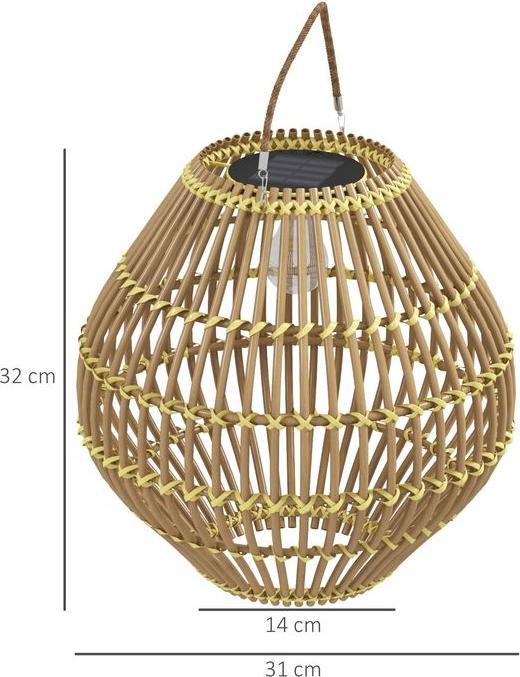 Immagine prodotto Swisshandel24 Lampada solare, lampada da giardino in rattan, lampada solare impermeabile con sensore di luce (15 lm, IP44)