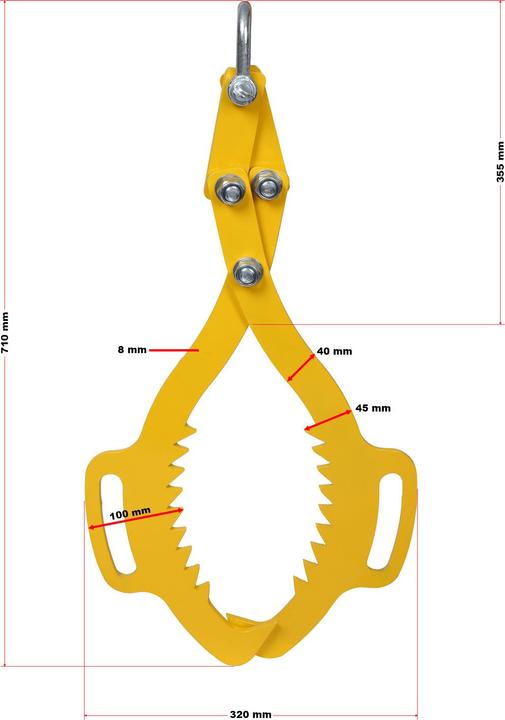 Immagine prodotto Wiltec Pinza forestale professionale per tronchi d'albero e tronchi fino a Ø520 mm e max. 500 kg (520 mm)