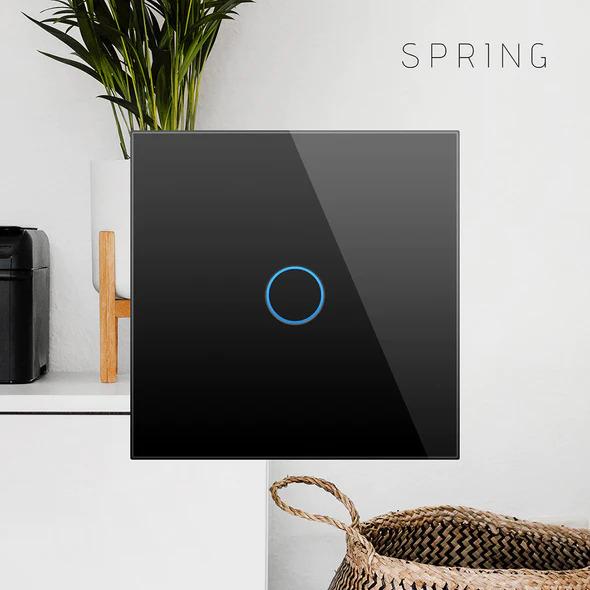 Produktbild Spring Two Gang, One Way Touch Switch, Glass Black