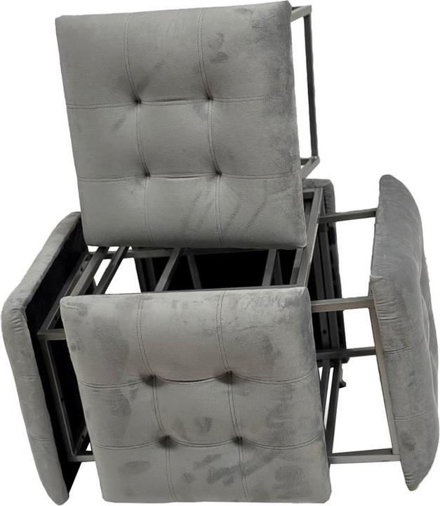 Produktbild Go Gift Puff-Transformator 5in1 - 5 Hocker in 1 Pouffe grauer Samt