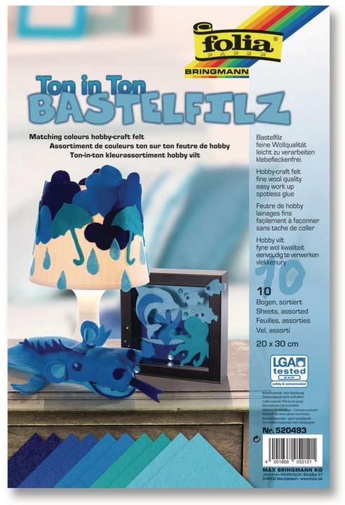 Produktbild Folia Bastelfilz Ton in Ton blau