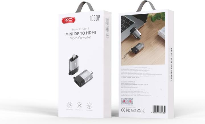 Produktbild xO Adapter GB015 mini Displayport - HDMI 4K grau (HDMI, 4.50 cm)