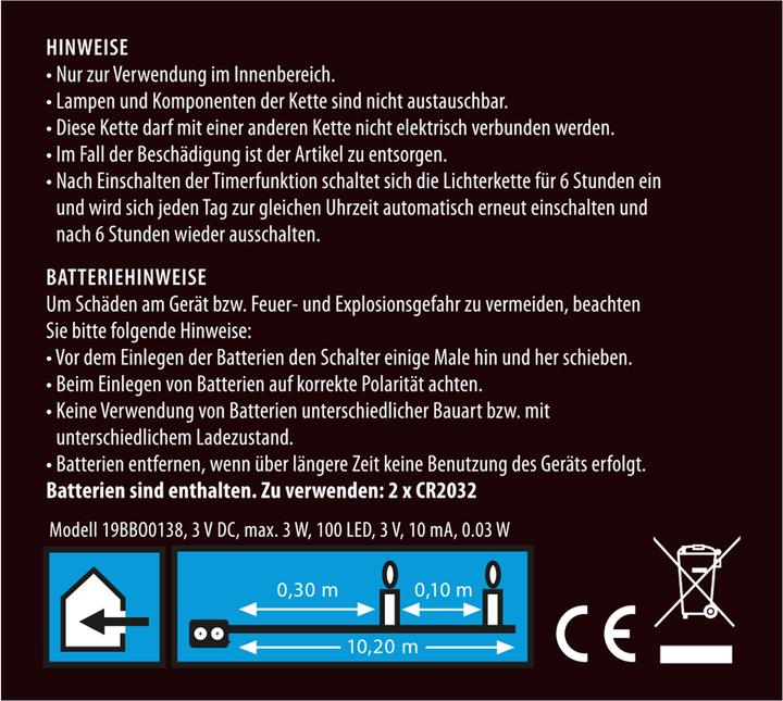 Produktbild Idena Micro Lichterkette 100LED,warmweiss,6h-Timer (0.09 m)