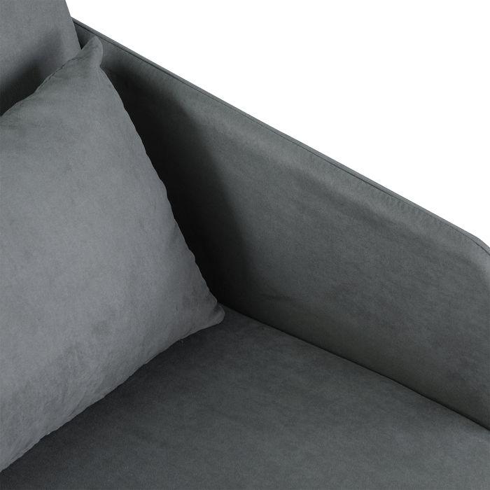 Produktbild Swisshandel24 Schlafsofa Sofabett Einzelsofa Waschbarer Bezug 2 Seitentaschen Kissen Metall Grau 70 x 76 x 77 cm