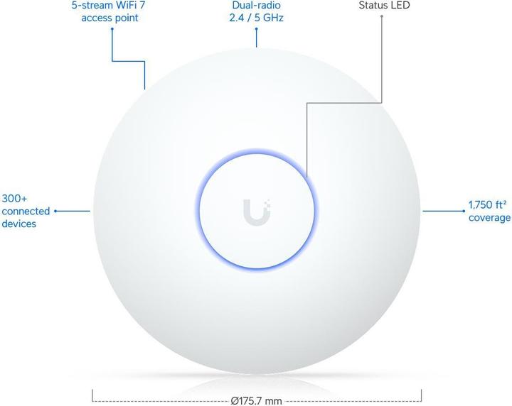 Produktbild Ubiquiti Compact, ceiling-mount WiFi 7 (4323 Mbit/s)