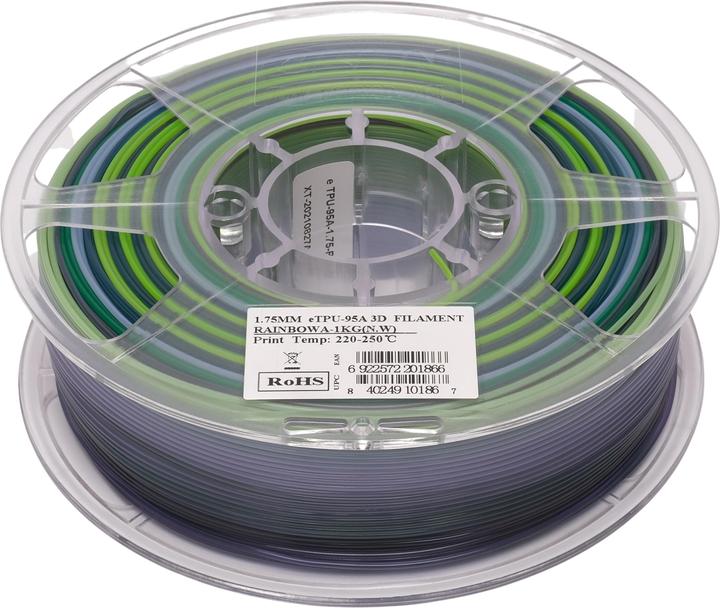 Image du produit eSUN TPU-95A Rainbow filament élastique 1.75mm 1Kg (1.75 mm, 1000 g, Multicolore)