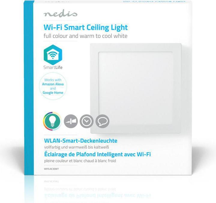 Actual product image Nedis Wi-Fi Smart Ceiling Light | Square | 30 x 30 cm | Warm White to Cool White | Full Colour (RGB) (1400 lm)