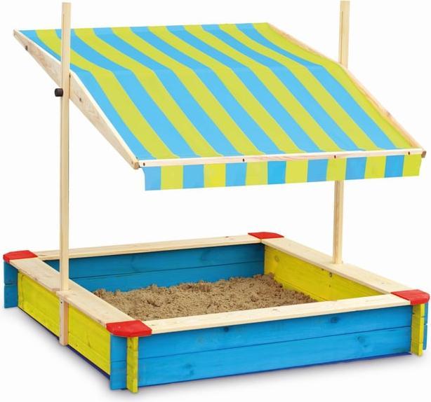 Actual product image Beluga Wooden sandpit - with roof - blue/yellow