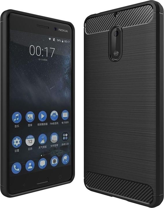 Produktbild König Design Nokia 6 TPU Handy Case Carbon Fiber Optik Brushed Schutz Hülle Rahmen Schwarz (Nokia 6)